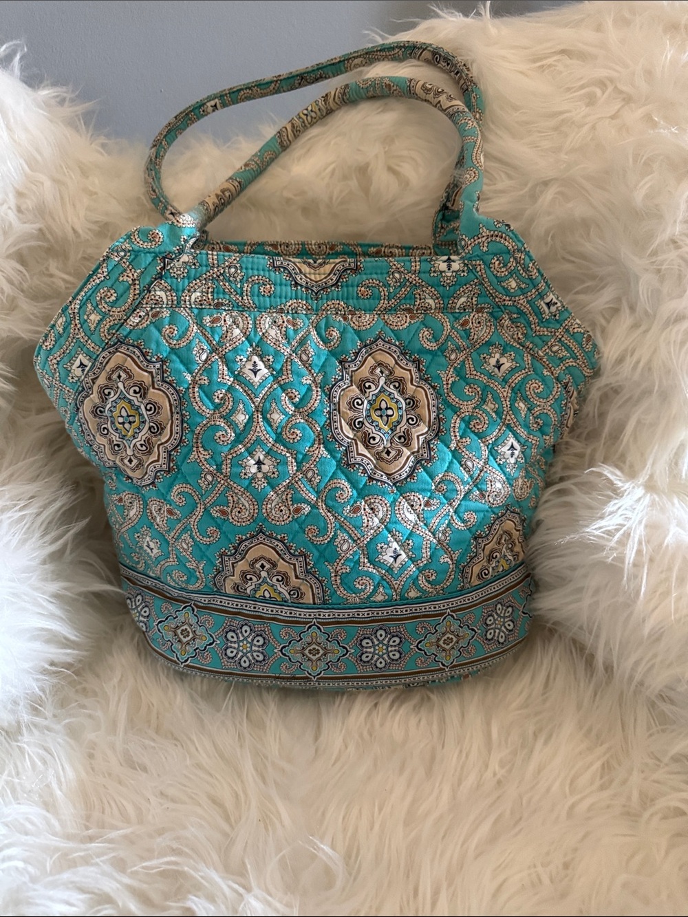 Vera Bradley Turquoise Quilted Pattern Tote